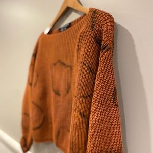 French Connection Orange and Black tie-dye sweater